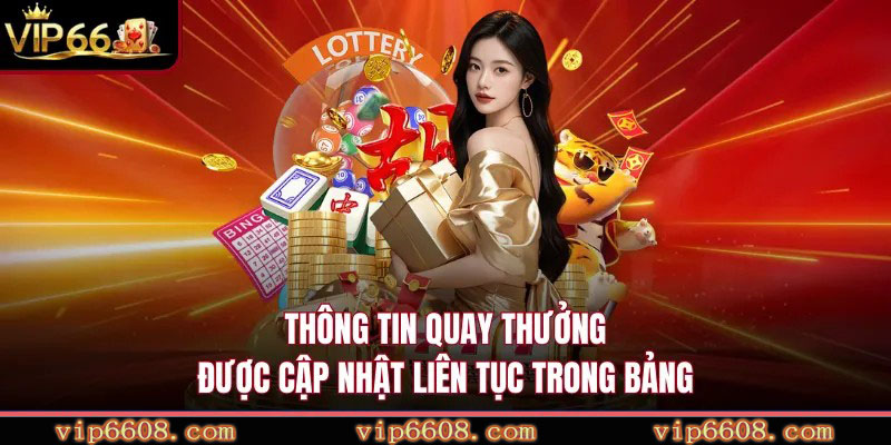 Thông tin quay thưởng được cập nhật liên tục trong bảng